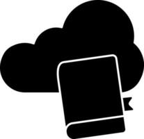 nube con libro icono en negro y blanco color. vector