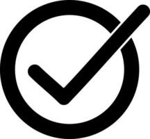 Glyph Style Checkmark Icon Or Symbol. vector