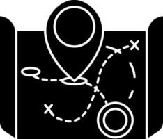 Black and White Treasure Map Location Icon Or Symbol. vector