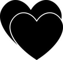 Overlapping Hearts Icon In Glyph Style. vector