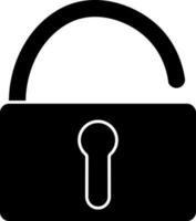 Open Lock Or Padlock Icon In Glyph Style. vector