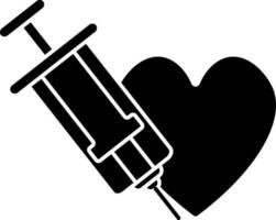 Heart With A Syringe Icon In Black and White Color. vector