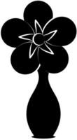 florero o flor maceta icono en negro y blanco color. vector