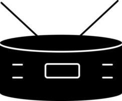 Drum With Stick Icon In Black and White Color. vector