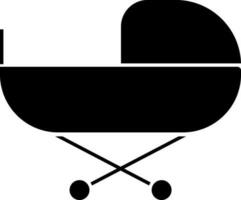 Baby Stroller Icon In Black and White Color. vector