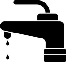 Water Faucet Icon In Black and White Color. vector