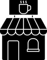 café tienda icono en negro y blanco color. vector