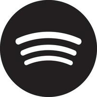 Black and White spotify logo. Glyph icon or symbol. vector