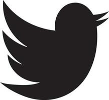Flat twitter black bird on white background. vector