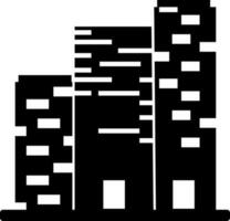 céntrico edificio icono en negro y blanco color. vector