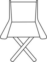 Flat style director chair. Black line art illustration. vector