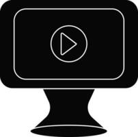 Black and White television screen with video player. vector