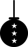 Hanging white stars decorated black ball. vector