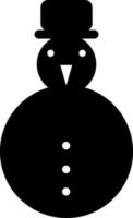 negro y blanco monigote de nieve vistiendo sombrero. vector
