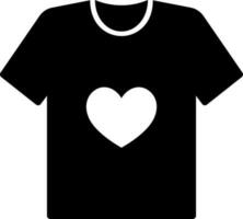 voluntario camisa icono en negro y blanco color. vector