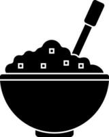 Black and White porridge in bowl icon or symbol. vector