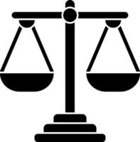 Flat style balance scale icon in black color. vector