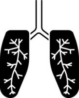 Black and White lungs icon in flat style. Organ charity sign or symbol. vector