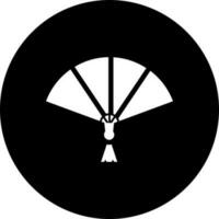 Black and White chinese fan icon in flat style. vector