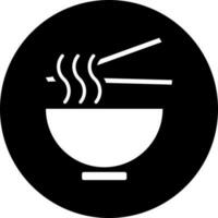 Black and White illustration of noodle bowl icon. vector
