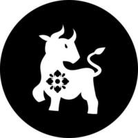 Chinese zodiac OX animal icon in Black and White color. vector