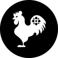 Rooster chinese zodiac glyph icon or symbol. vector