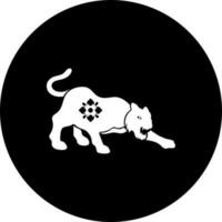 Chinese zodiac tiger glyph icon in flat style. vector