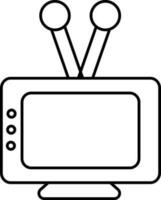 retro televisión televisor icono hecho con línea trazos vector