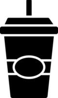 Disposable drink glass icon in Black and White color. vector