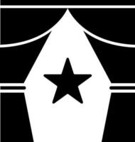 Open curtain stage show icon in Black and White color. vector