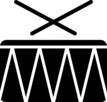 Black and White illustration of drum with sticks icon. vector