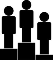 Character of faceless humans standing on podium. vector