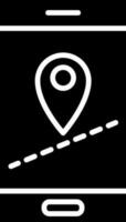 GPS tracker on smartphone screen icon in Black and White color. vector