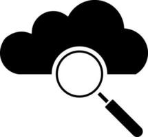 Black cloud with magnify glass. vector