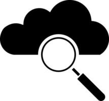 Black cloud with magnify glass. vector