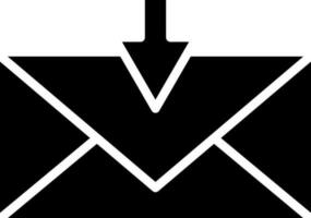 Receive email icon in Black and White color. vector