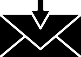 Receive email icon in Black and White color. vector