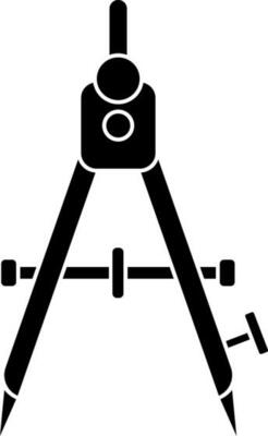 Glyph icon or symbol of drawing compass.