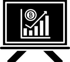 Bitcoin cryptocurrency chart on presentation board icon. vector