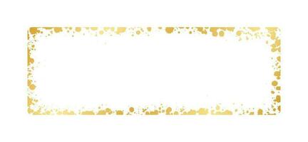 Abstract Rectangle Gold Ink Splatter Frame. Golden foil spray banner border template. vector