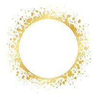 Abstract Round Gold Ink Splatter Frame. Golden foil spray border template. vector