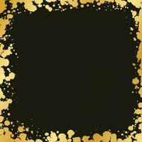 Abstract Square Gold Ink Splatter Frame. Golden foil spray border template. vector