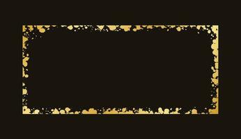 Abstract Rectangle Gold Ink Splatter Frame. Golden foil spray banner border template. vector