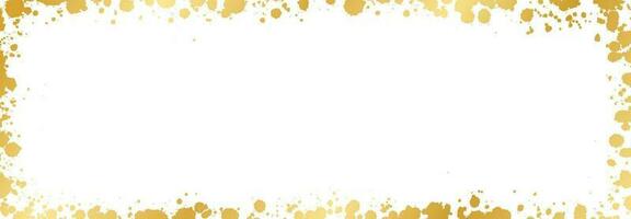 Abstract Rectangle Gold Ink Splatter Frame. Golden foil spray banner border template. vector