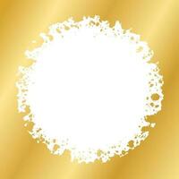 Abstract Round Gold Ink Splatter Frame. Golden foil spray border template. vector