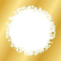 Abstract Round Gold Ink Splatter Frame. Golden foil spray border template. vector