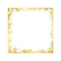 Abstract Square Gold Ink Splatter Frame. Golden foil spray border template. vector