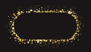 Abstract Gold Ink Splatter Frame. Golden foil spray banner border template. vector