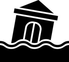 Flood or sinking house sign or symbol vector