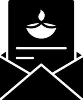 diwali correo o sobre icono en negro y blanco color. vector